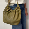 Small Squeeze Bag in Olive Nappa Leather