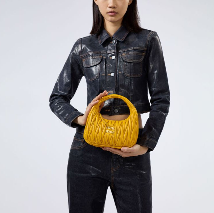 Wander Matelassé Leather Hobo Bag in Sunny Yellow