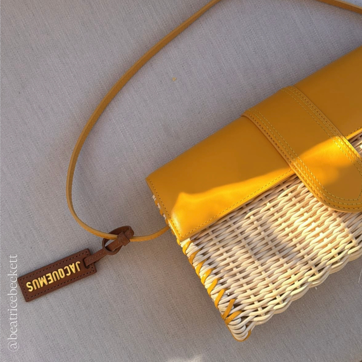 Le Bambino Long Osier Shoulder Bag in Yellow