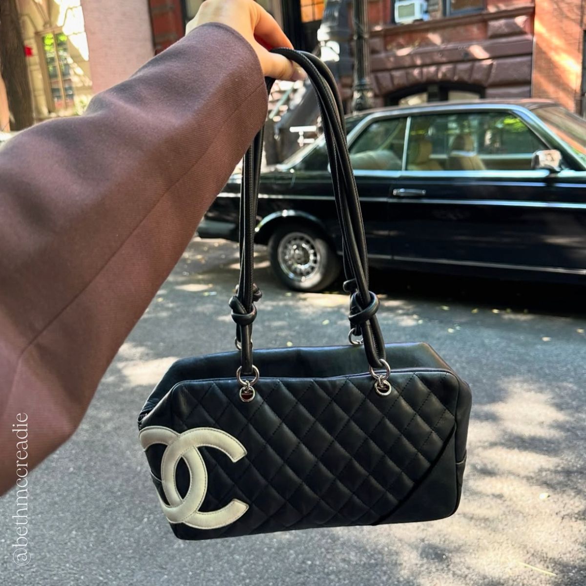 Cambon Ligne Bowler Bag in Quilted Black Calfskin Leather 2005 - 2006