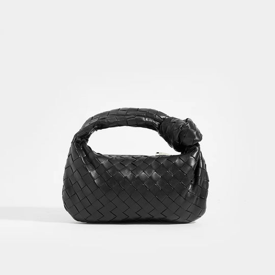 Mini Jodie Intrecciato Leather Bag in Black