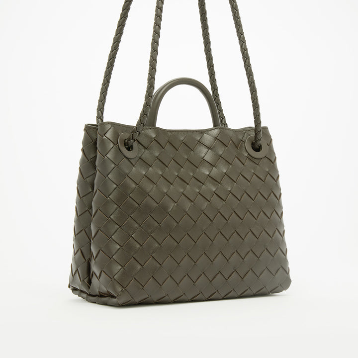 Medium Andiamo Intrecciato Leather Bag in Green