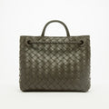 Medium Andiamo Intrecciato Leather Bag in Green