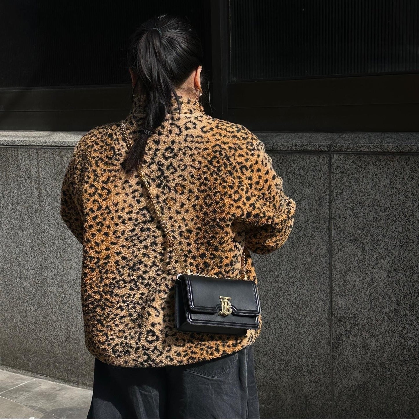 Mini Leather TB Bag in Black