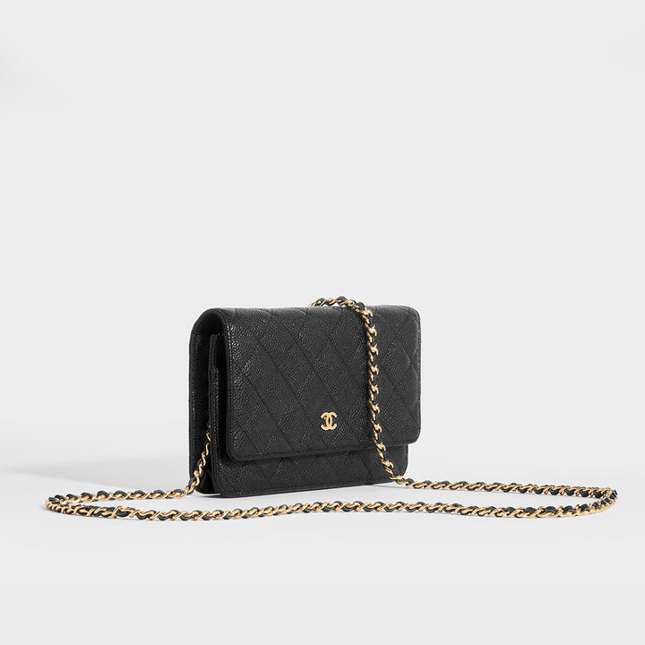 Classic Wallet on Chain in Black Caviar Leather 2016
