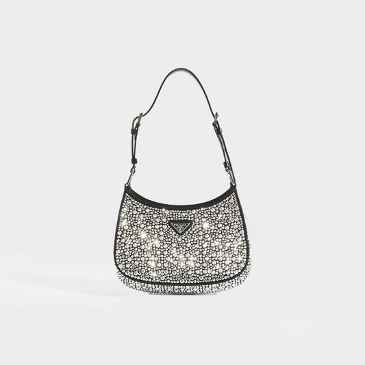 Cleo Satin Shoulder Bag with Crystals