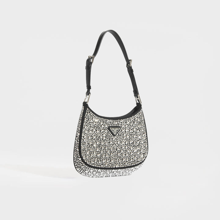 Cleo Satin Shoulder Bag with Crystals