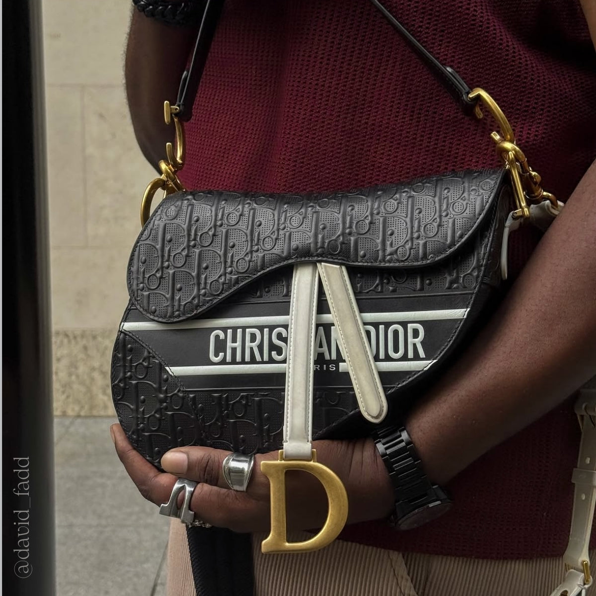 Saddle Bag in Branded Black Leather