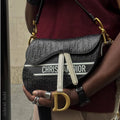 Saddle Bag in Branded Black Leather