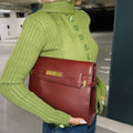 Manhattan Leather Shoulder Bag in Bordeaux
