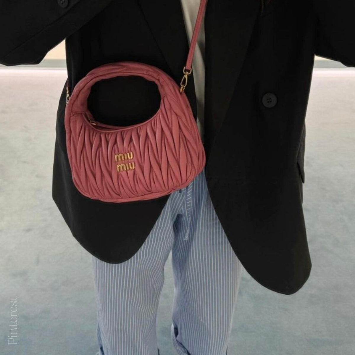 MIU MIU Wander Matelassé Leather Hobo Bag in Begonia Pink | COCOON