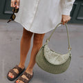 Medium Gemelli Intrecciato Leather Shoulder Bag in Travertine