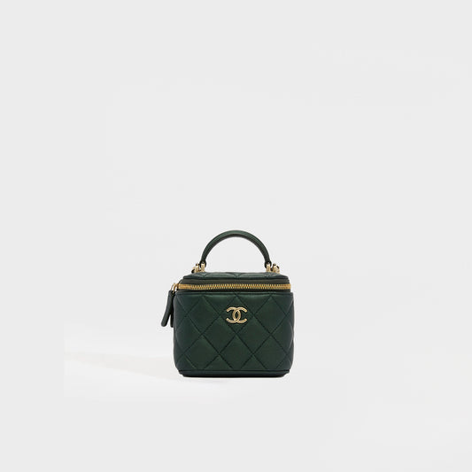 Mini CC Caviar Vanity Case in Green
