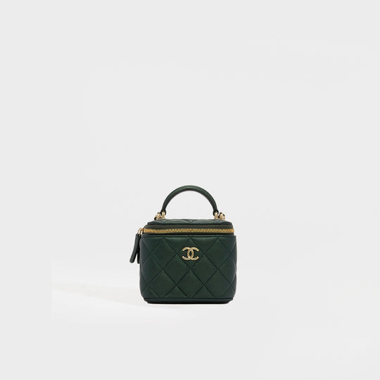 Mini CC Caviar Vanity Case in Green