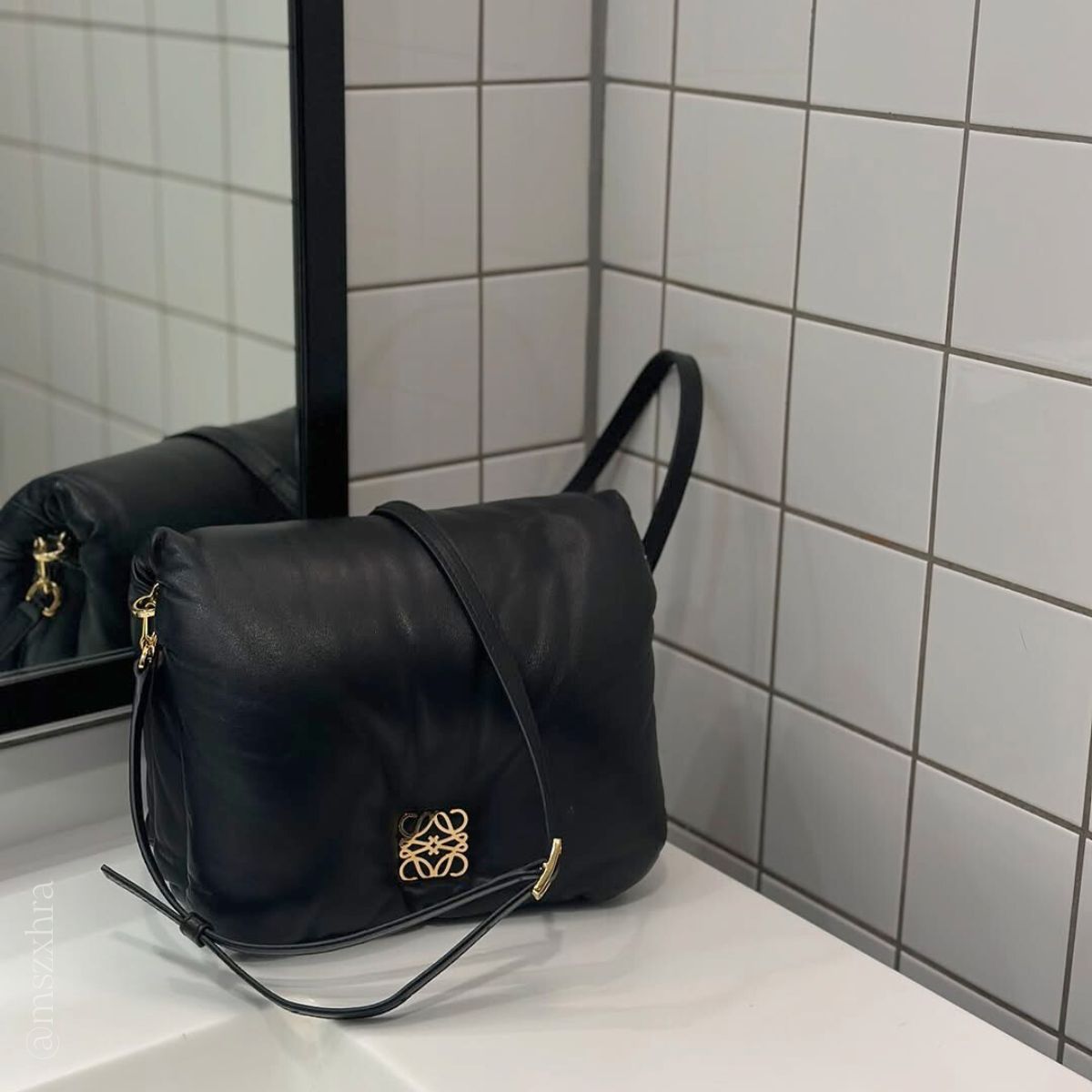 Small Puffer Goya Bag in Black