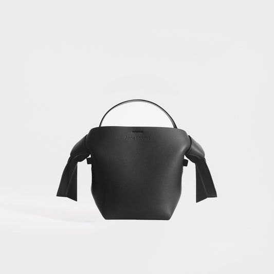 Musubi Mini Knotted Leather Crossbody Bag in Black