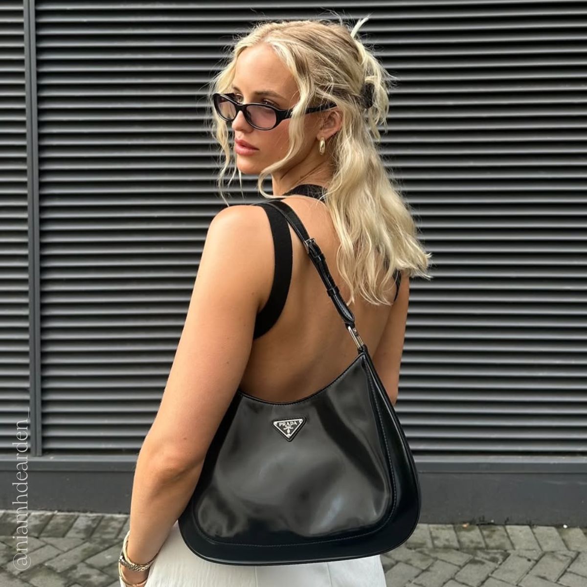 PRADA☆Cleo brushed leather shoulder bag☆送込 Black Prada Cleo brushed leather shoulder bag | PRADA