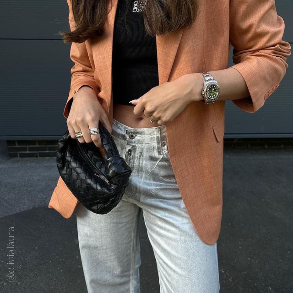 Mini Jodie Intrecciato Leather Bag in Black