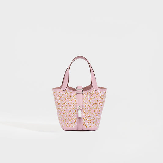 Micro Picotin Lock 14 in Pink Lucky Daisy Swift Leather