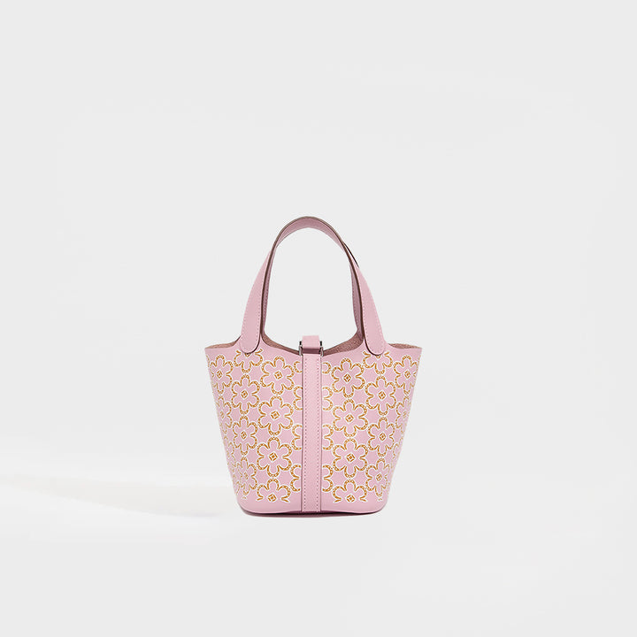Micro Picotin Lock 14 in Pink Lucky Daisy Swift Leather