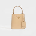 Small Panier Tote Bag in Beige Saffiano Leather