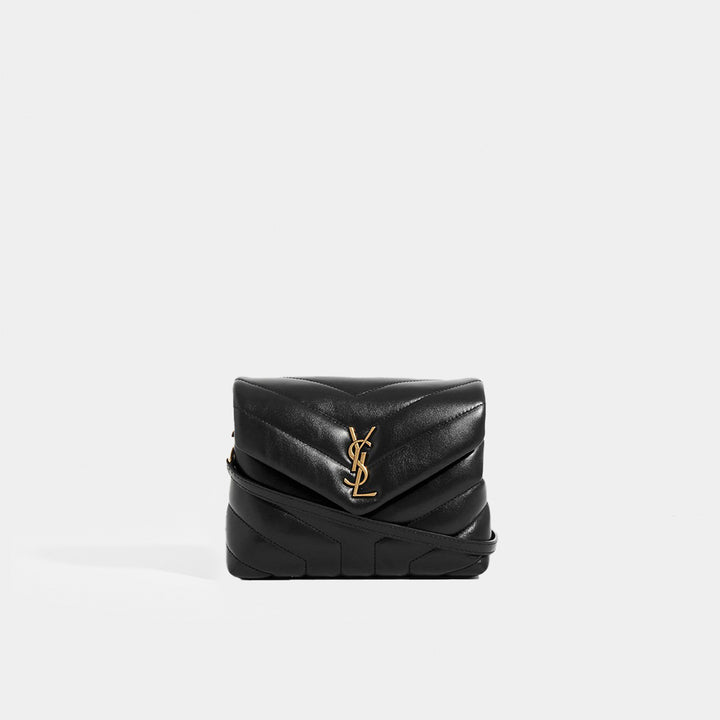 Toy Loulou Shoulder Bag in Black Leather with Gold Hardware