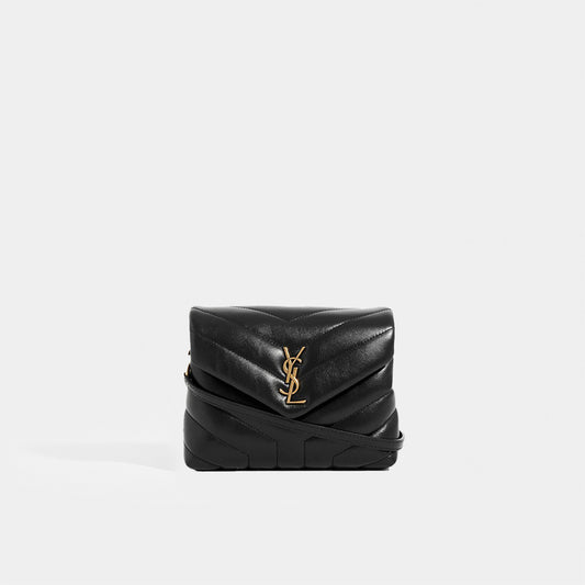 Toy Loulou Shoulder Bag in Black Leather with Gold Hardware