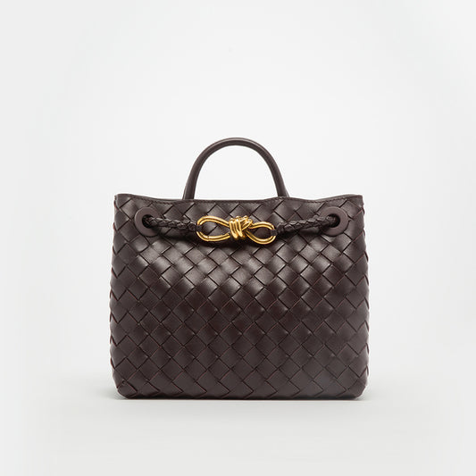 Small Andiamo Intrecciato Leather Bag in Fondant