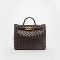 Small Andiamo Intrecciato Leather Bag in Fondant