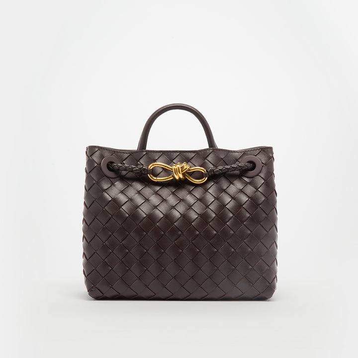 Small Andiamo Intrecciato Leather Bag in Fondant