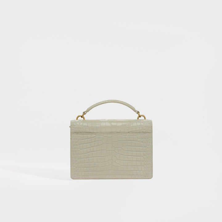 Sunset Small Bag in Cream Croc-Embossed Leather