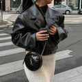 Vinyle Round Camera Bag in Black