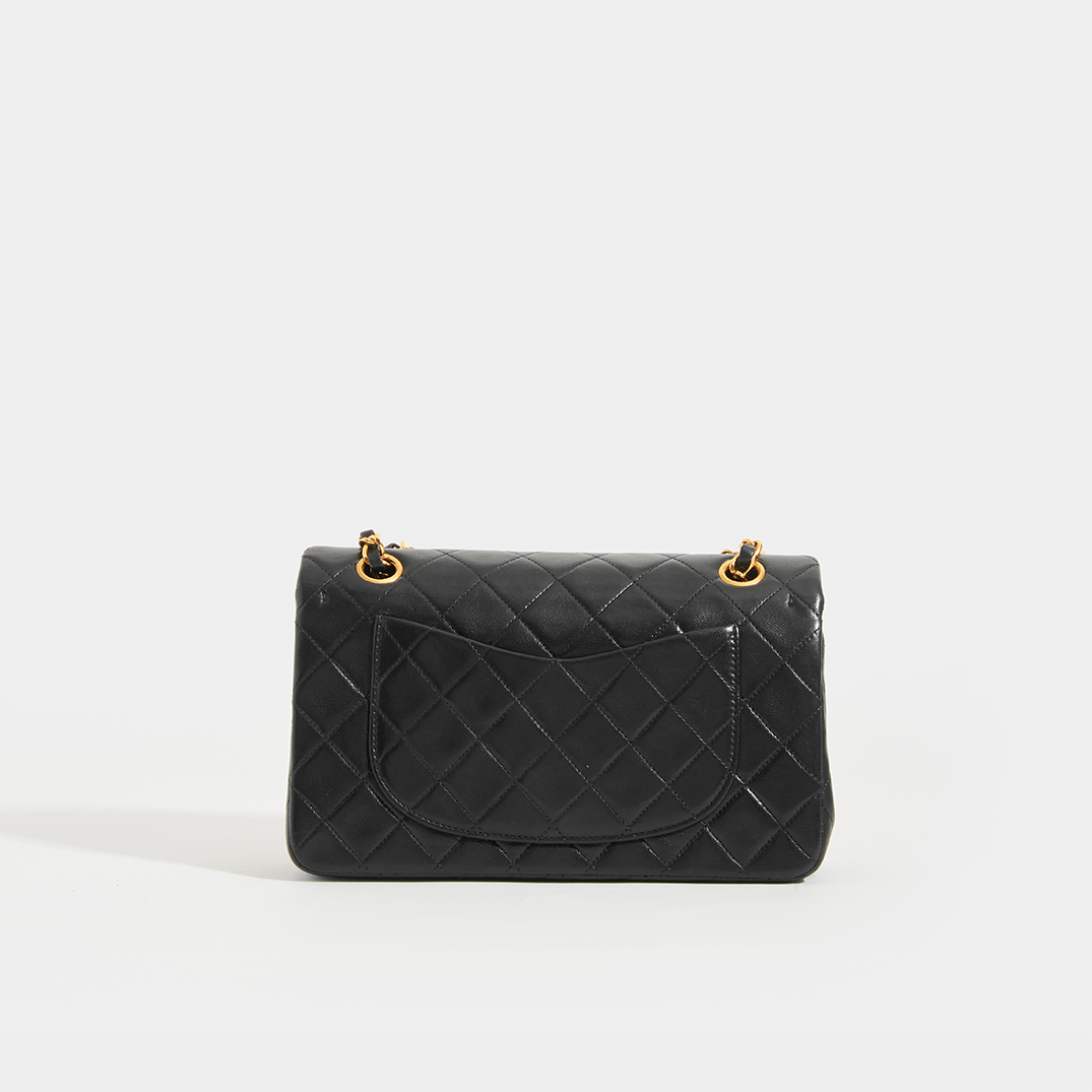 CHANEL Vintage Classic Double Flap Bag in Black Lambskin COCOON