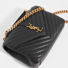 Load image into Gallery viewer, SAINT LAURENT College Monogramme Bag in Black Leather with Gold Hardware