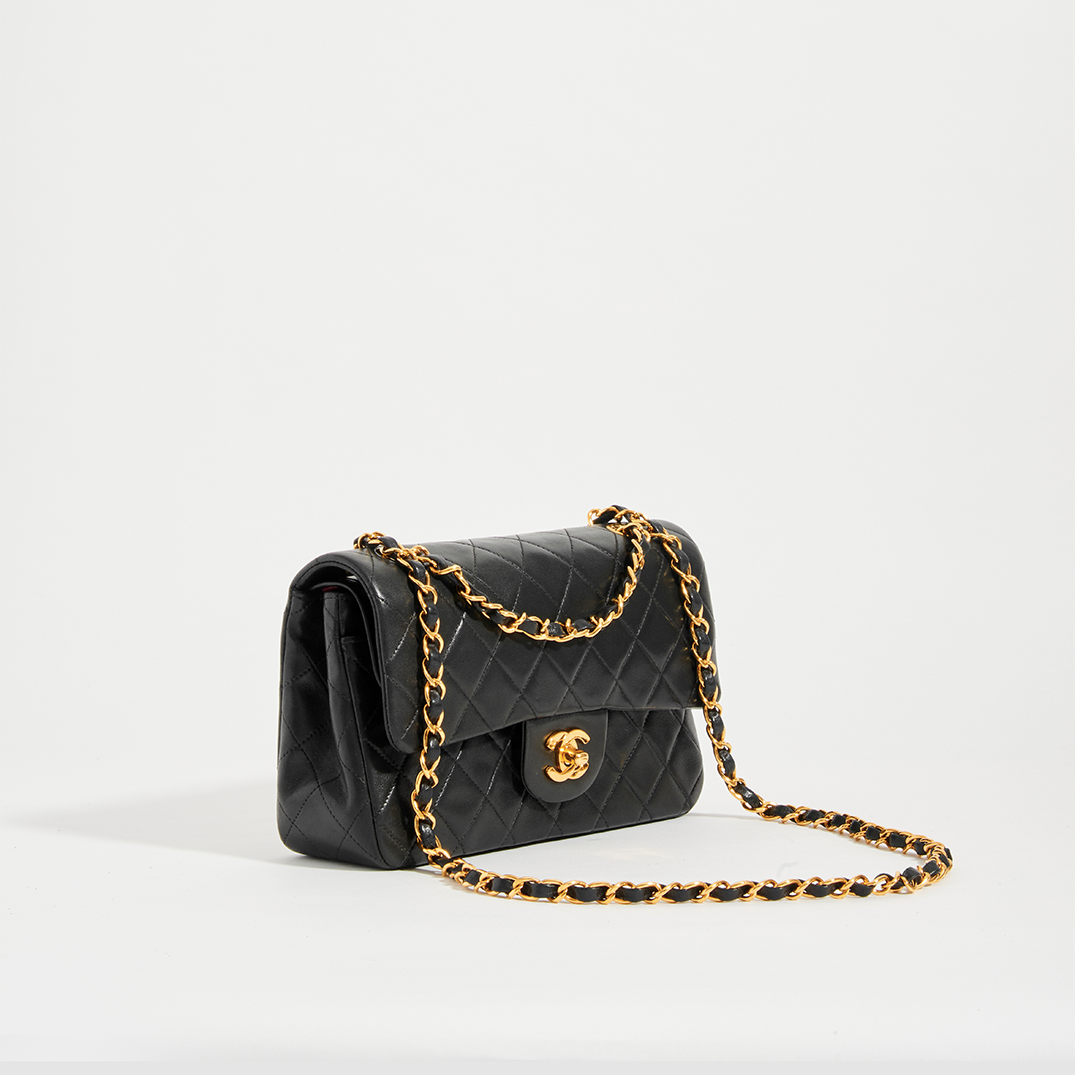 Chanel Vintage Black Caviar Small Classic Double Flap Bag 24k