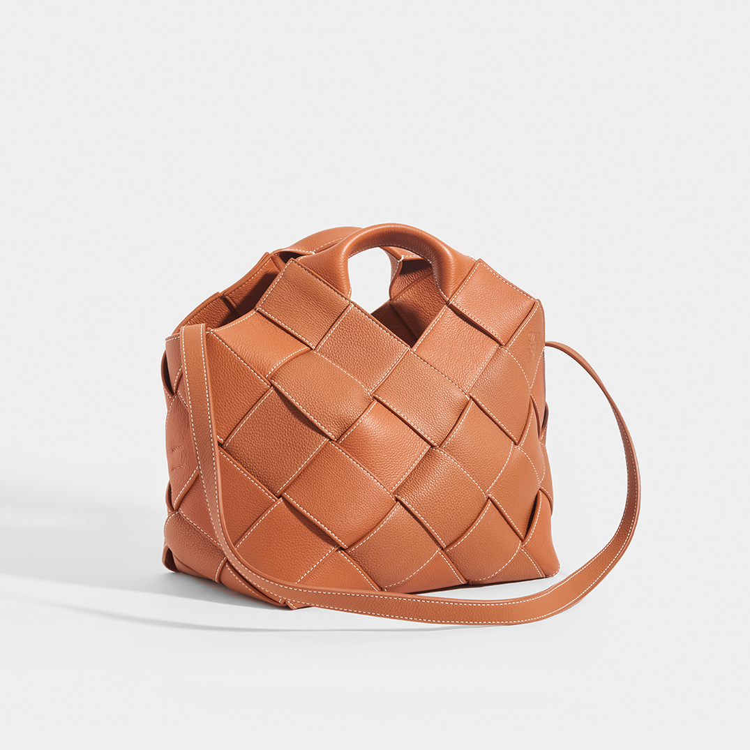 Woven Leather Basket Bag