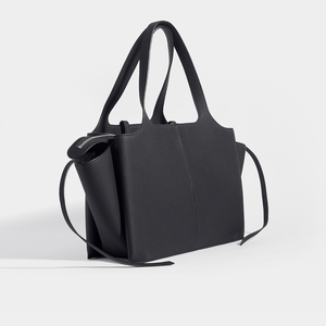 CELINE Medium Tote Bag in Black Grained Leather