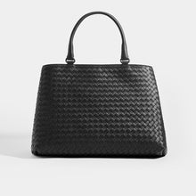Load image into Gallery viewer, Front of BOTTEGA VENETA Intrecciato Top Handle Bag in Black leather