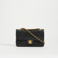 Vintage Classic Double Flap Bag in Black Lambskin