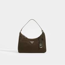 Load image into Gallery viewer, Front view of PRADA Re-Edition Hobo Bag in Camo Green