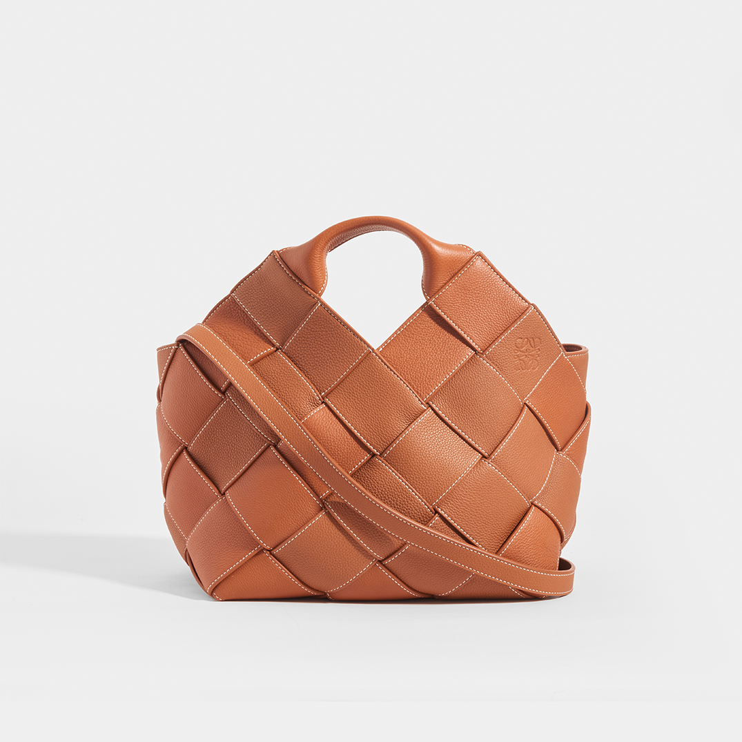 Woven Leather Basket Bag