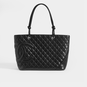 CHANEL Vintage Cambon Ligne Tote in Black Leather with Double C detailing