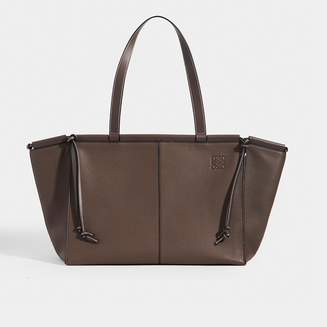 LOEWE Cushion Tote Bag in Grey Textured Leather