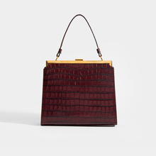 Load image into Gallery viewer, MANSUR GAVRIEL Elegant Croc-Effect Leather Frame Bag in Brown