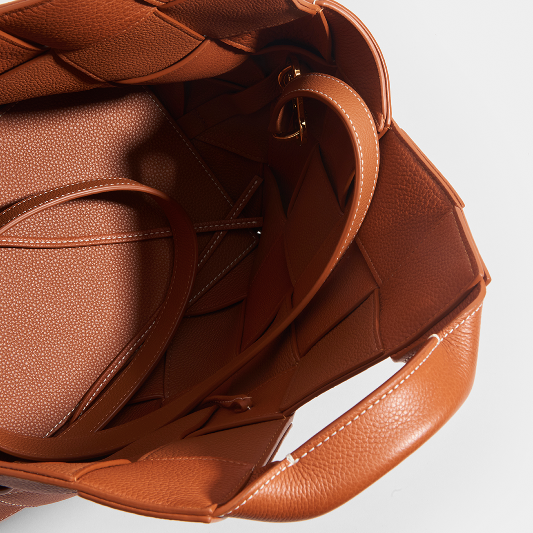 Woven Leather Basket Bag
