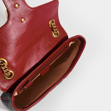 Load image into Gallery viewer, Inside of Gucci Marmont Small Shoulder Bag with Red Trim in Black Chevron Leather