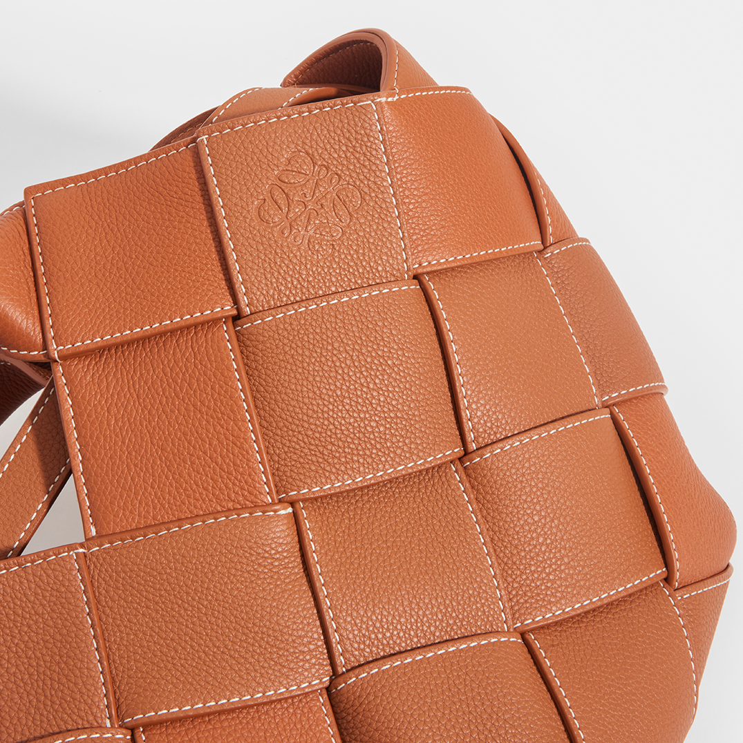 Woven Leather Basket Bag