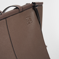 Cushion Tote Bag in Grey Textured Leather