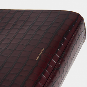 MANSUR GAVRIEL Elegant Croc-Effect Leather Frame Bag in Brown