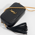 Lou Camera Mini Bag in Black  Leather with Gold Hardware